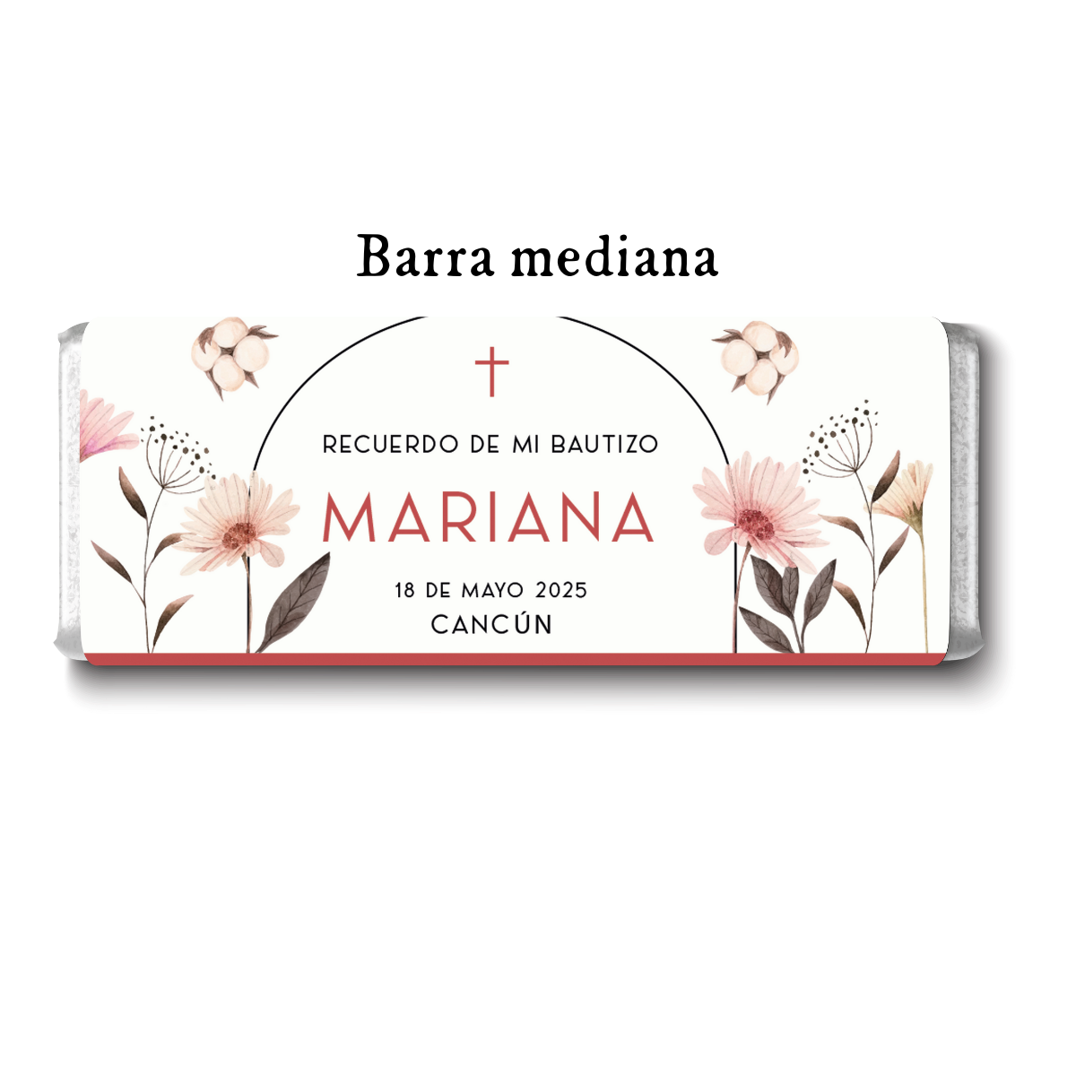 Barra de chocolates diseño personalizado para bautizo #BA007