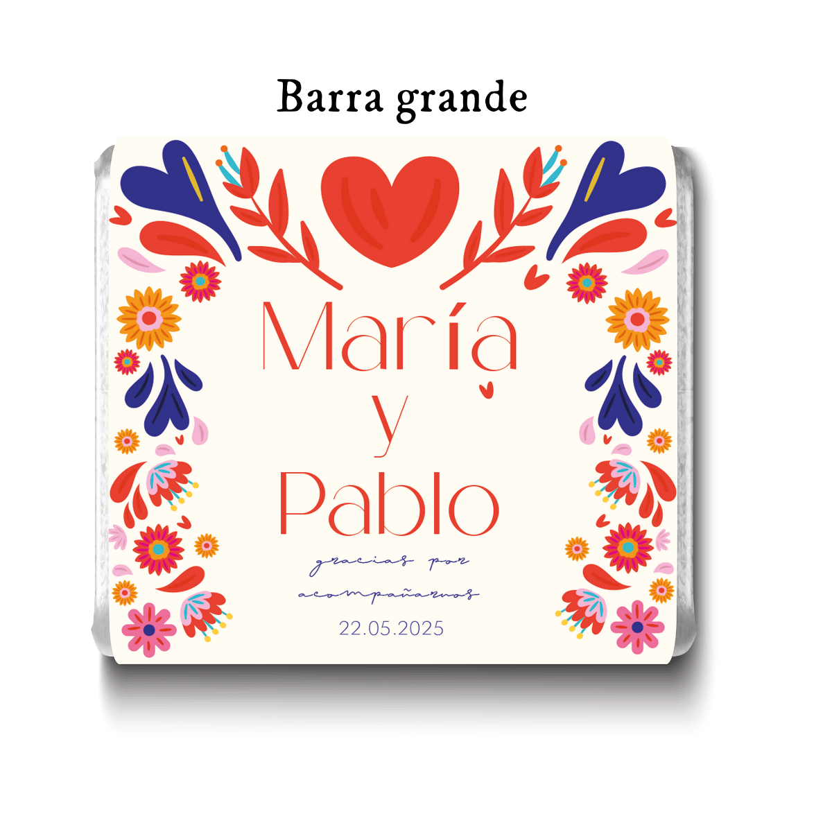 Barra de chocolates diseño personalizado para boda #BO003