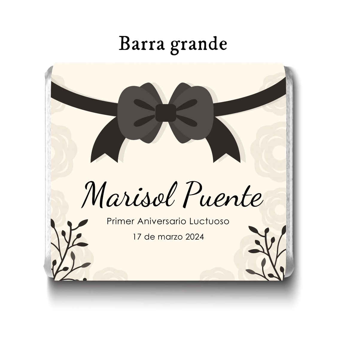 Barra de chocolate con diseño personalizado para aniversario luctuoso #AL002