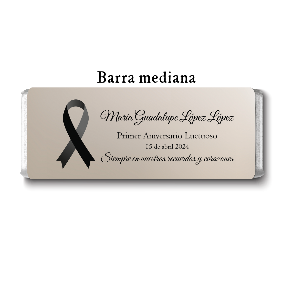 Barra de chocolate con diseño personalizado para aniversario luctuoso #AL003