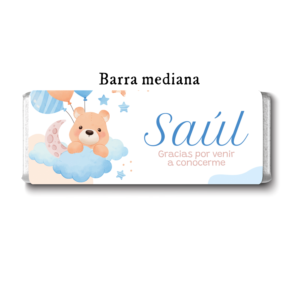Barra de chocolates diseño personalizado para nacimiento de bebé #NB002