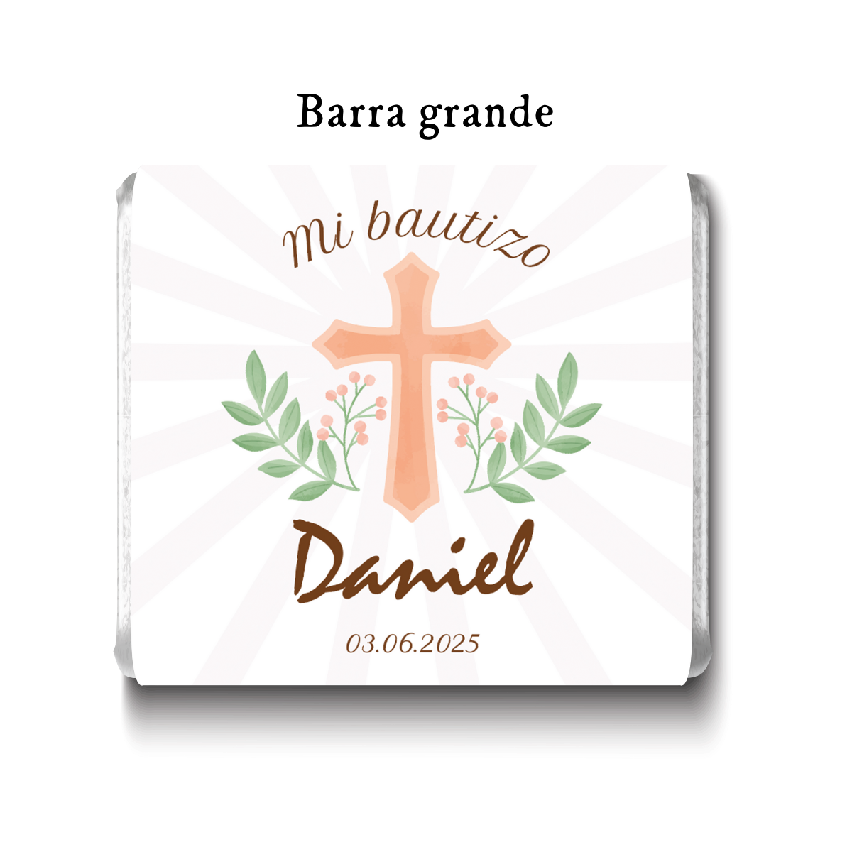 Barra de chocolates diseño personalizado para bautizo #BA004