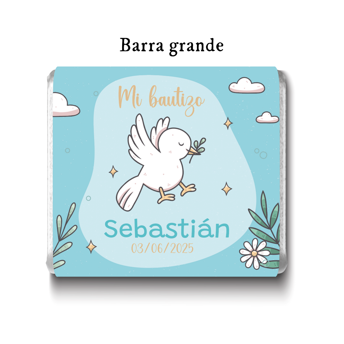 Barra de chocolates diseño personalizado para bautizo #BA005