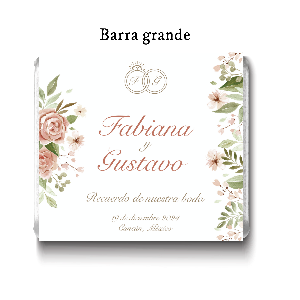 Barra de chocolates diseño personalizado para boda #BO011