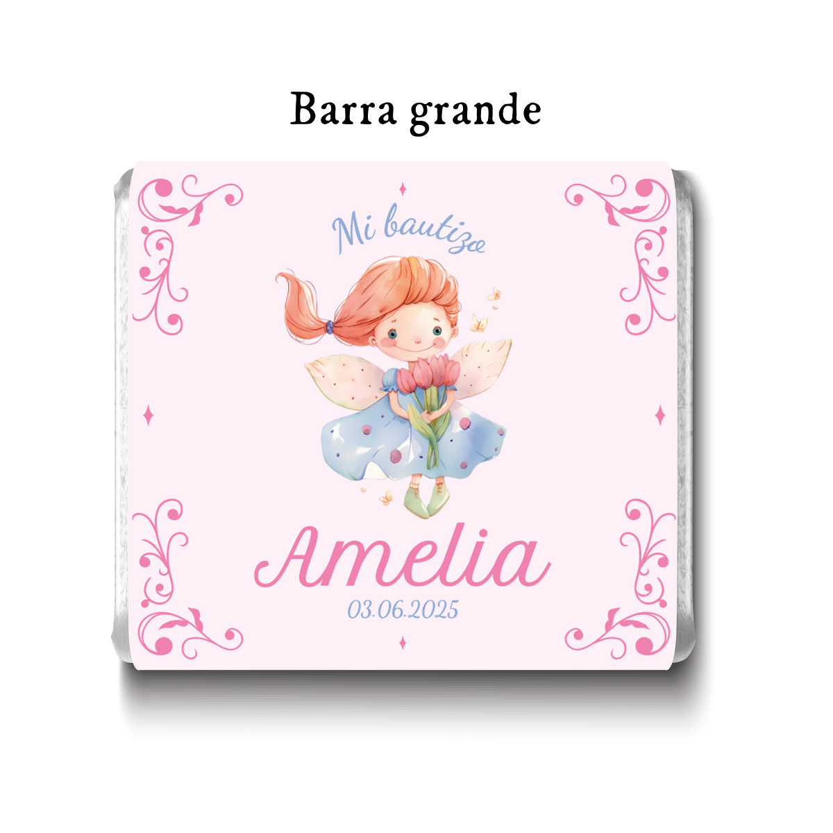 Barra de chocolates diseño personalizado para bautizo #BA003