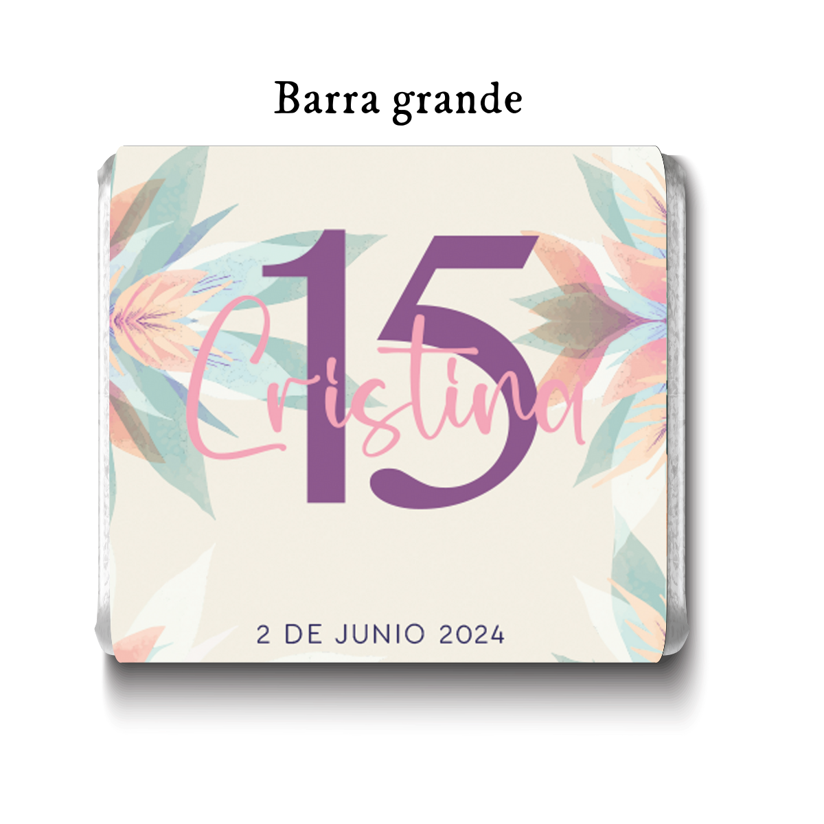 Barra de chocolates diseño personalizado para XV años #XV006