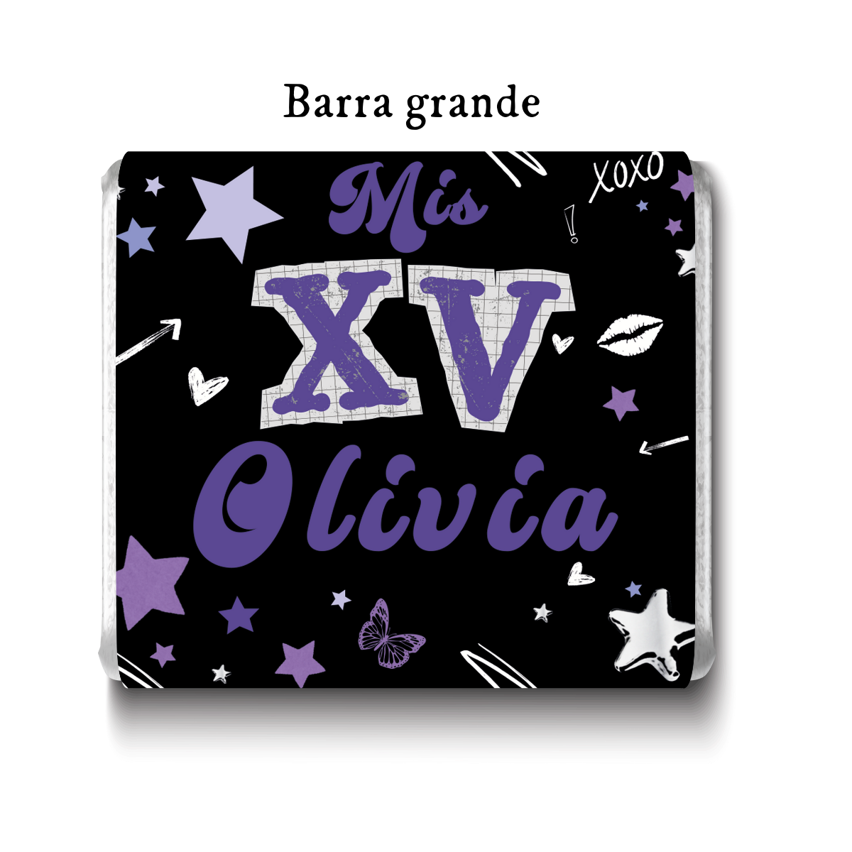 Barra de chocolates diseño personalizado para XV años #XV004