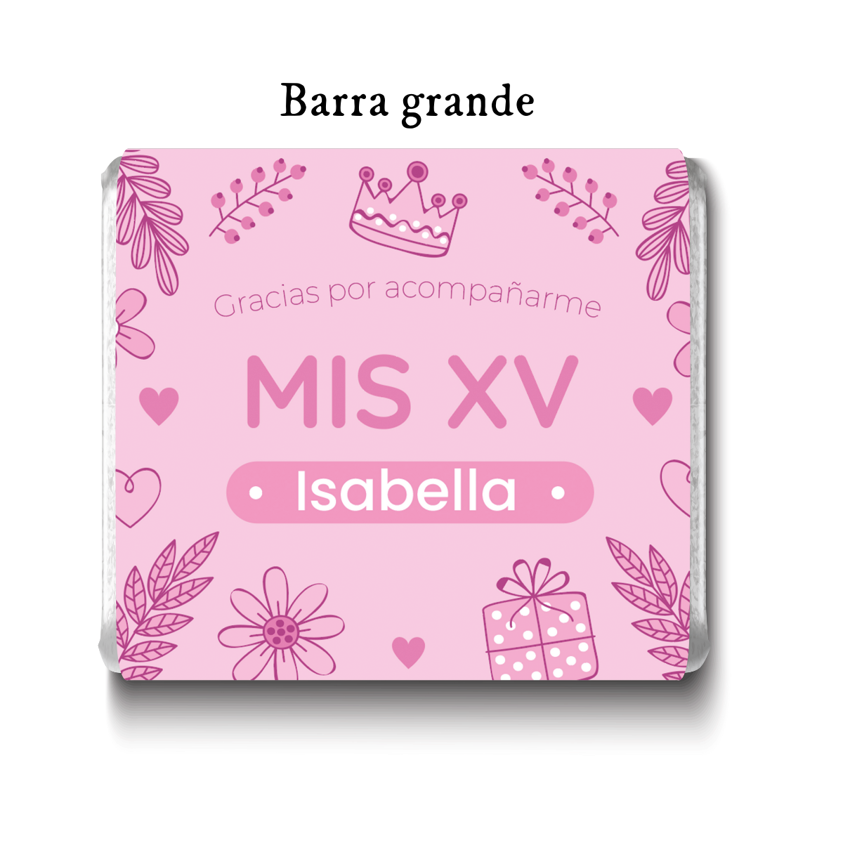 Barra de chocolates diseño personalizado para XV años #XV003