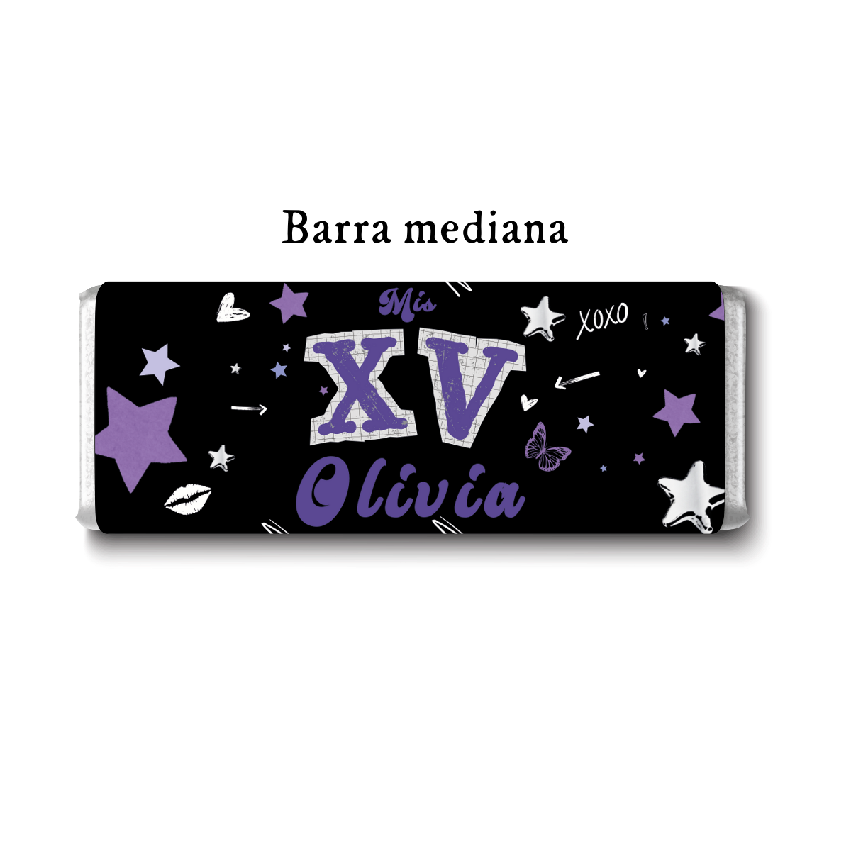 Barra de chocolates diseño personalizado para XV años #XV004