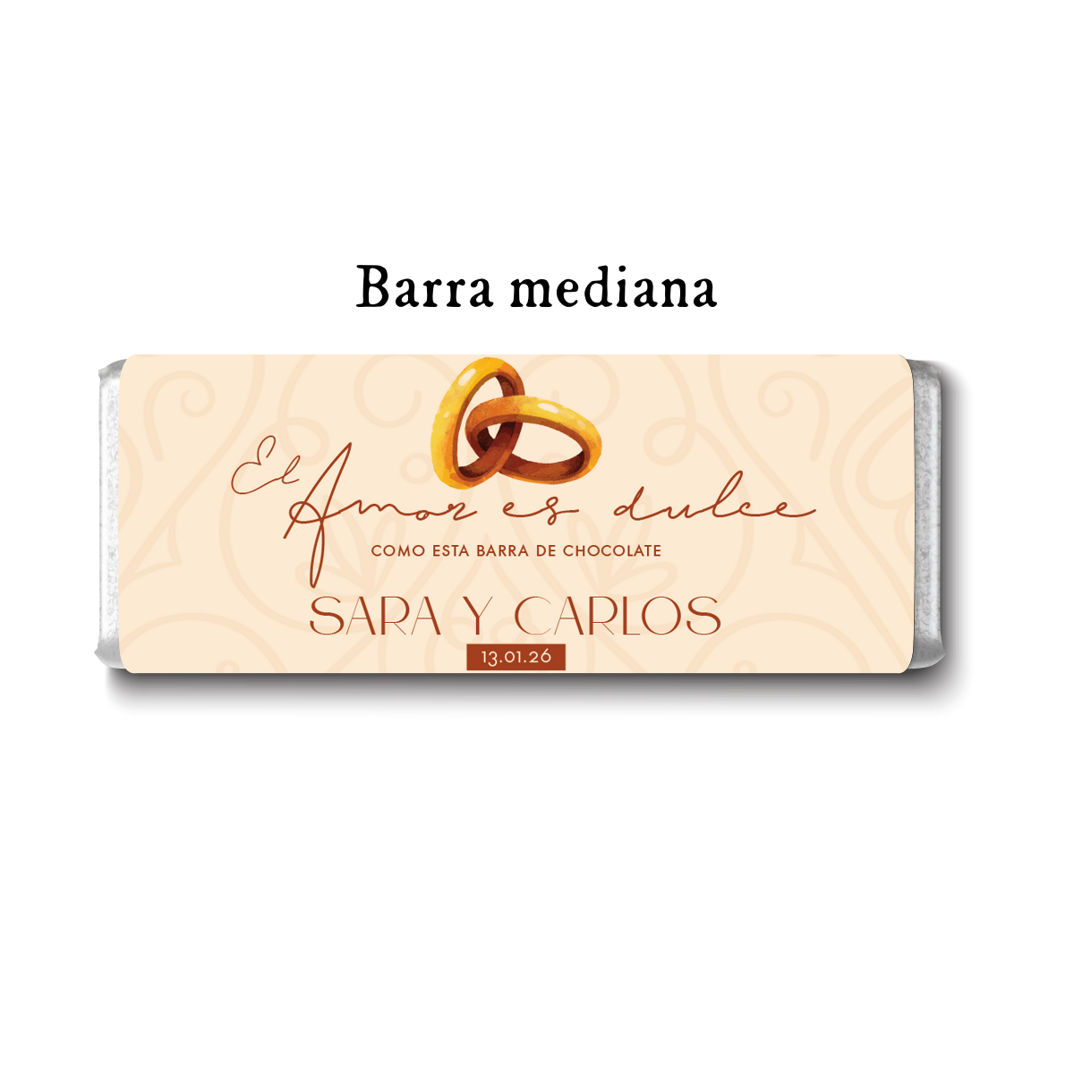 Barra de chocolates diseño personalizado para boda #BO004