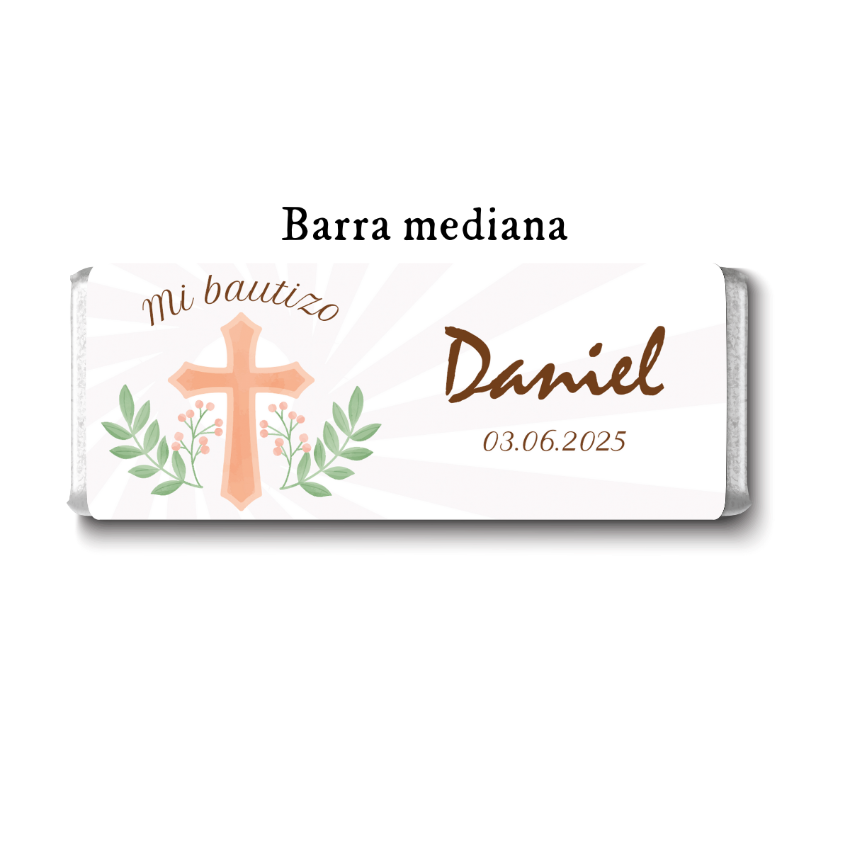 Barra de chocolates diseño personalizado para bautizo #BA004
