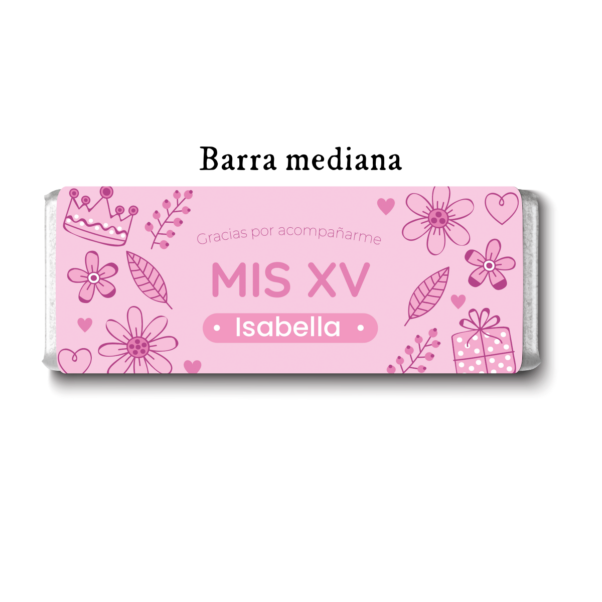 Barra de chocolates diseño personalizado para XV años #XV003
