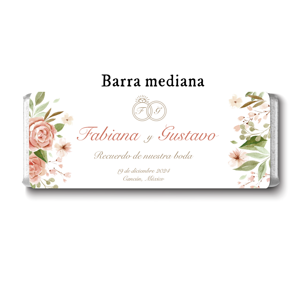 Barra de chocolates diseño personalizado para boda #BO011