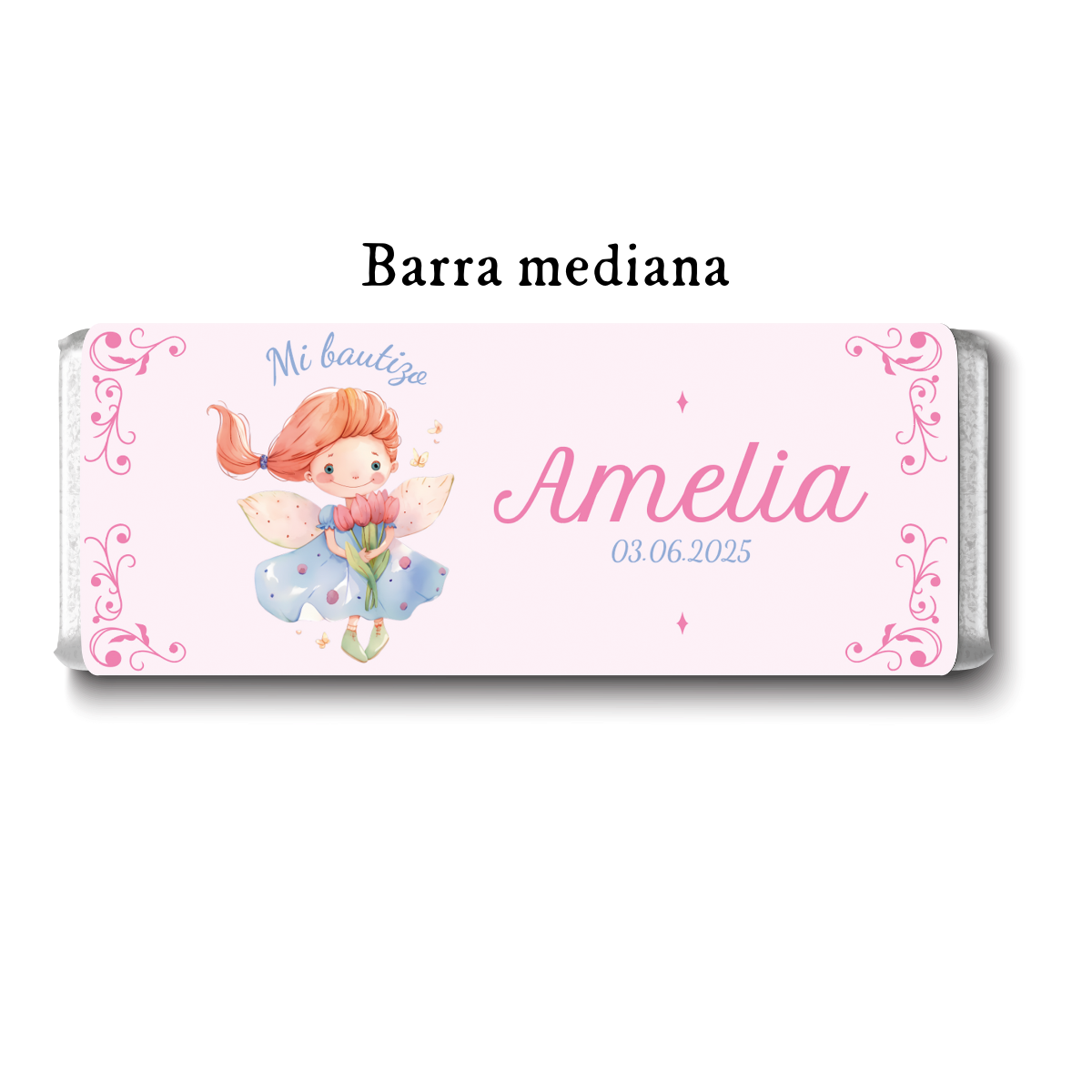 Barra de chocolates diseño personalizado para bautizo #BA003