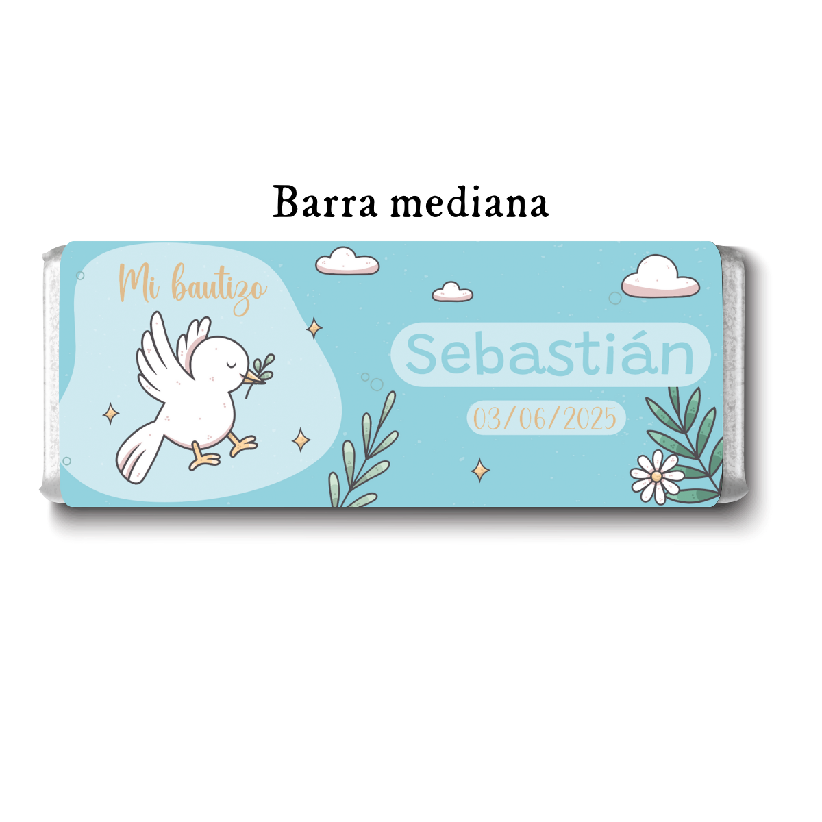 Barra de chocolates diseño personalizado para bautizo #BA005