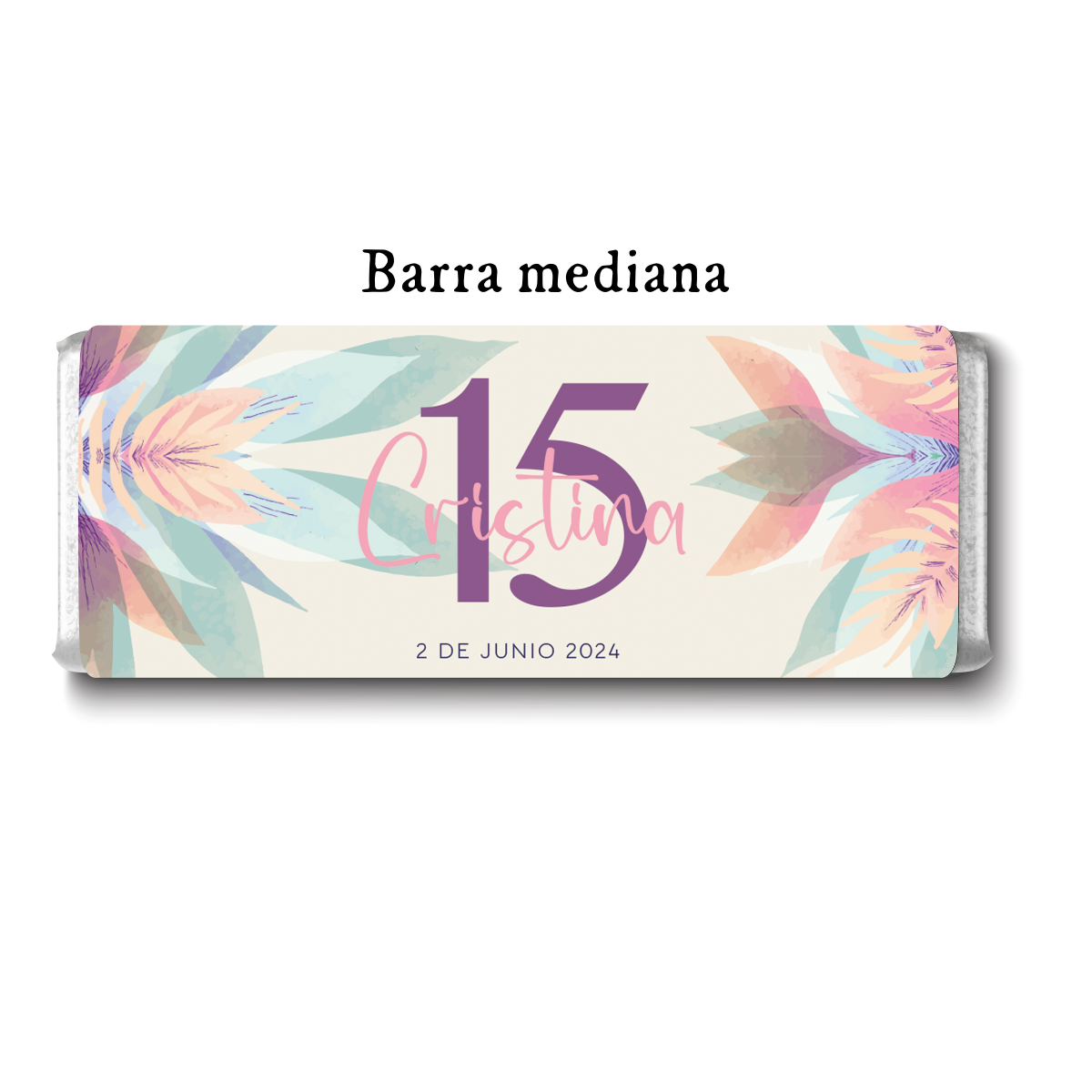 Barra de chocolates diseño personalizado para XV años #XV006