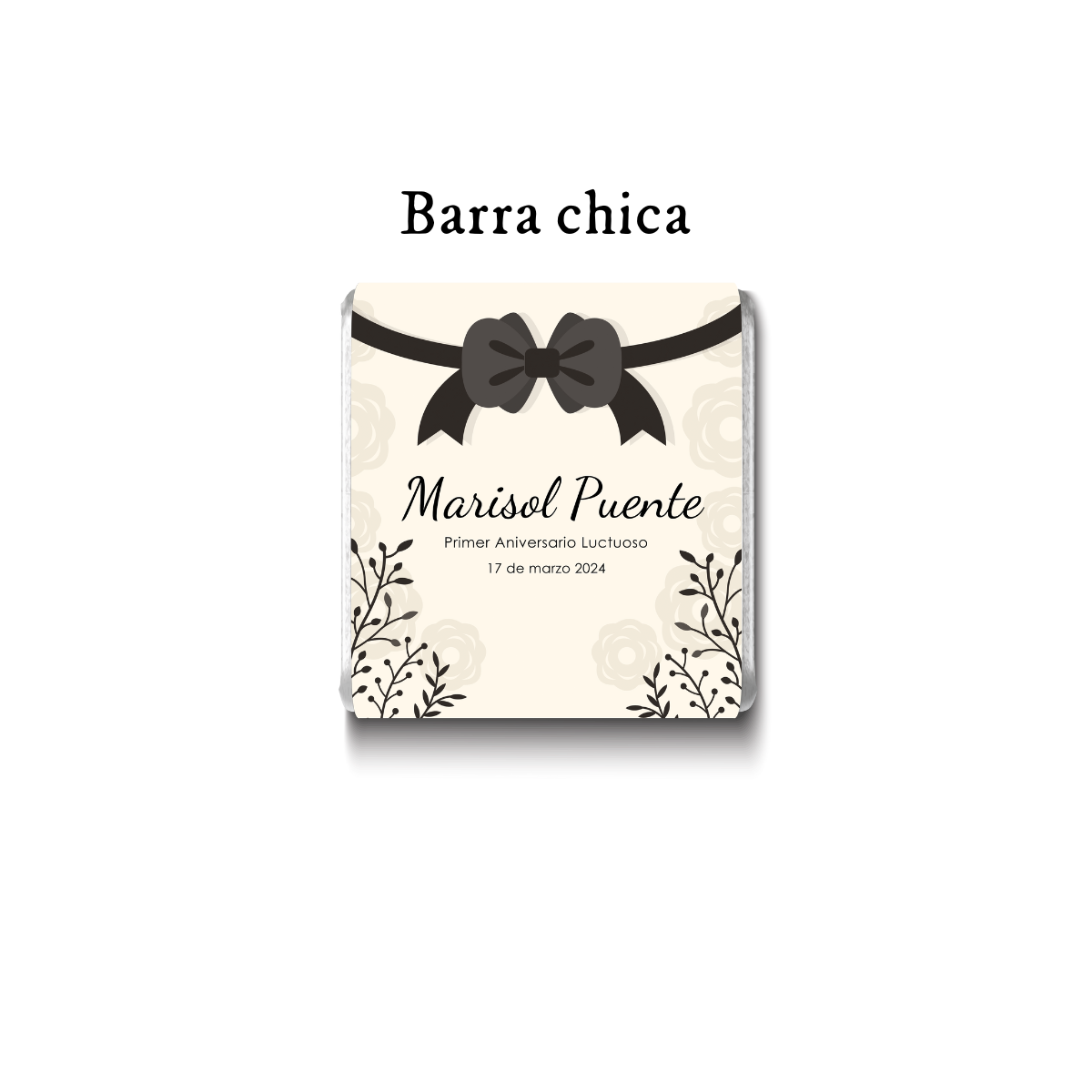 Barra de chocolate con diseño personalizado para aniversario luctuoso #AL002