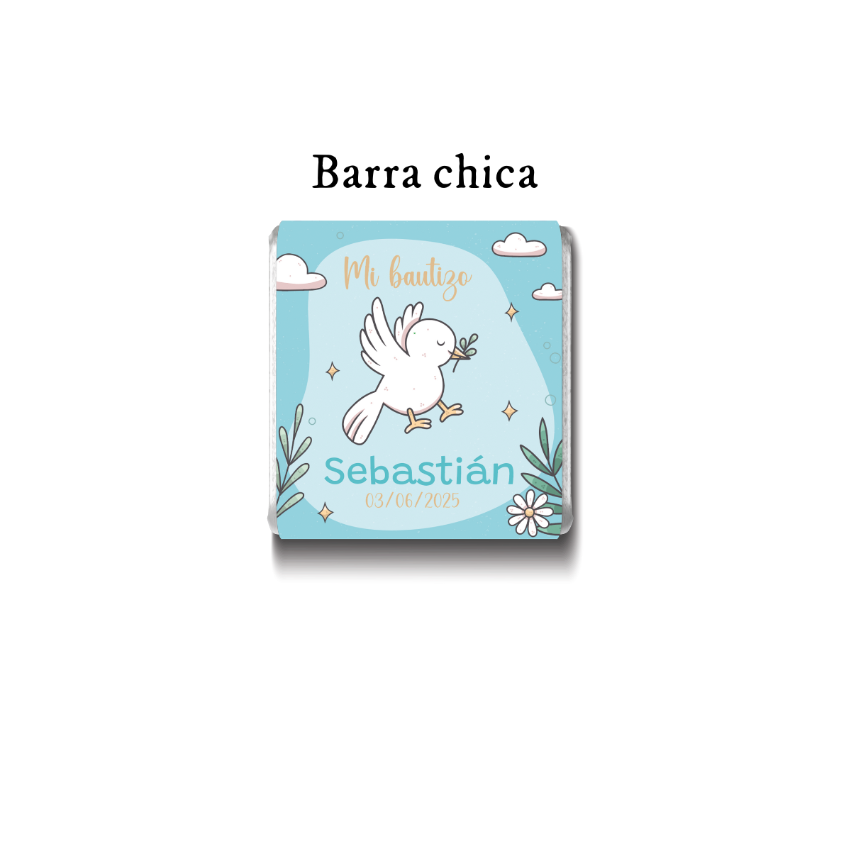 Barra de chocolates diseño personalizado para bautizo #BA005