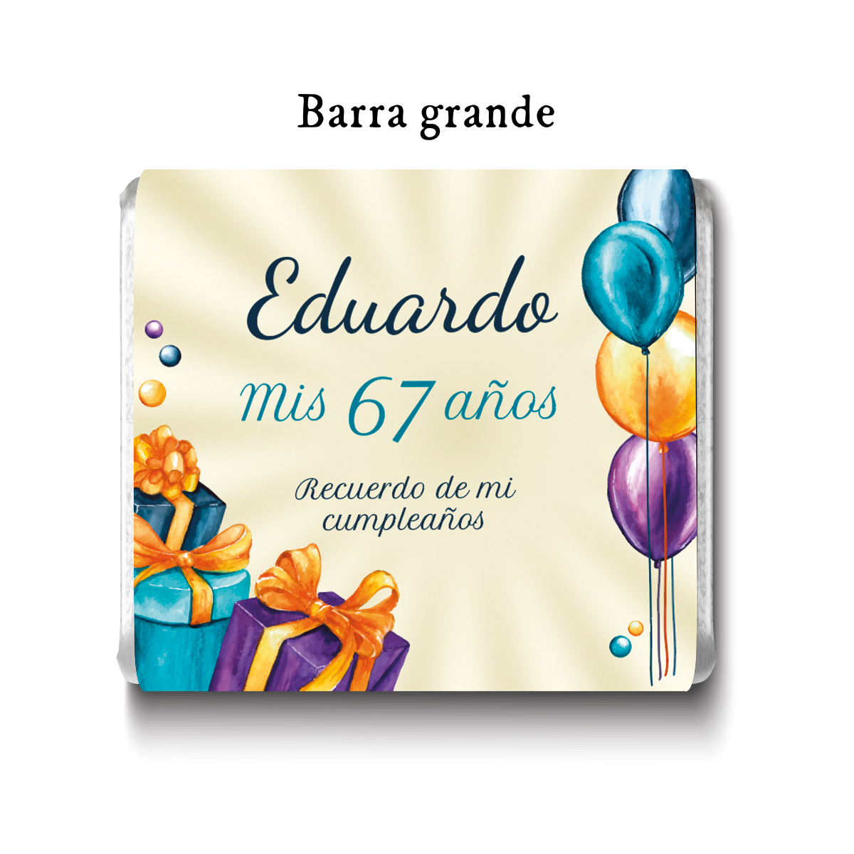 Barra de chocolates diseño personalizado para cumpleaños #CM008