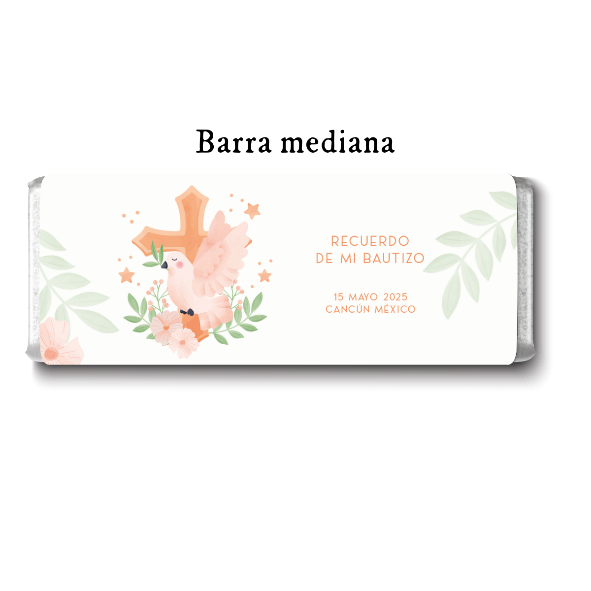 Barra de chocolates diseño personalizado para bautizo #BA004