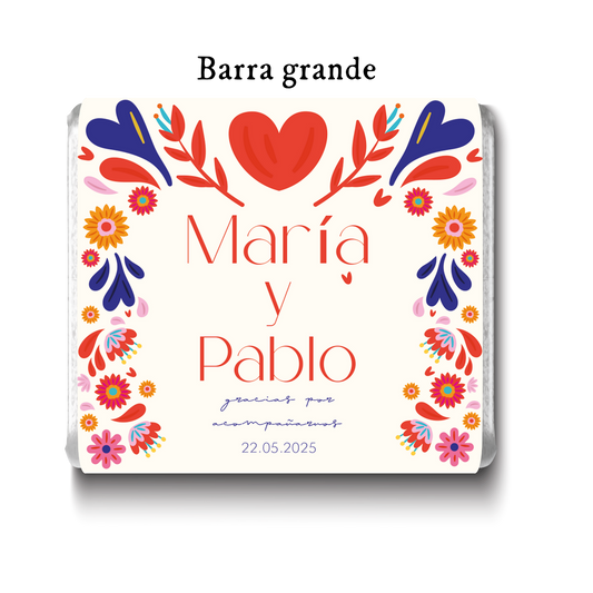 Barra de chocolates diseño personalizado para boda #BO003