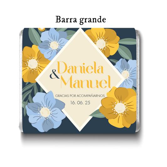 Barra de chocolates diseño personalizado para boda #BO001