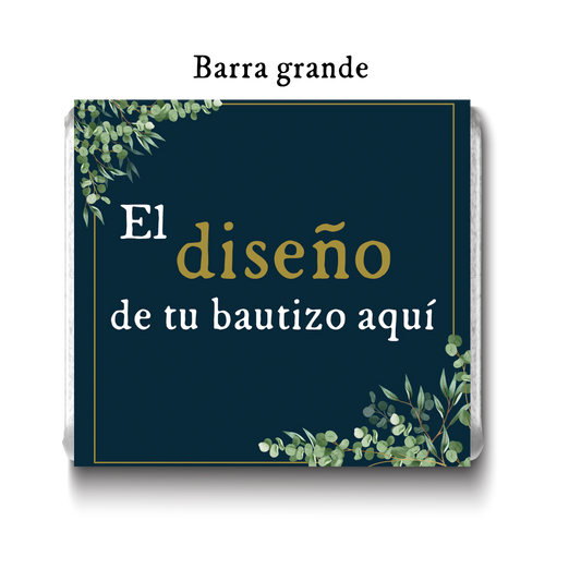 Barra de chocolates diseño personalizado para bautizo #PS000