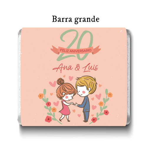 Barra de chocolates diseño personalizado para aniversario #AV001
