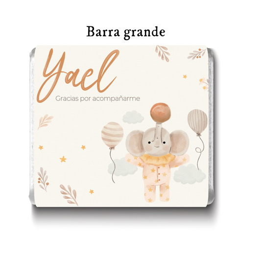 Barra de chocolates diseño personalizado para nacimiento de bebé #NB003