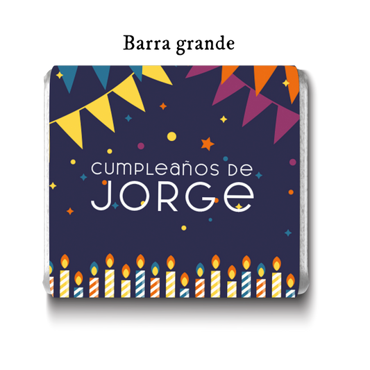 Barra de chocolates diseño personalizado para cumpleaños #CM007