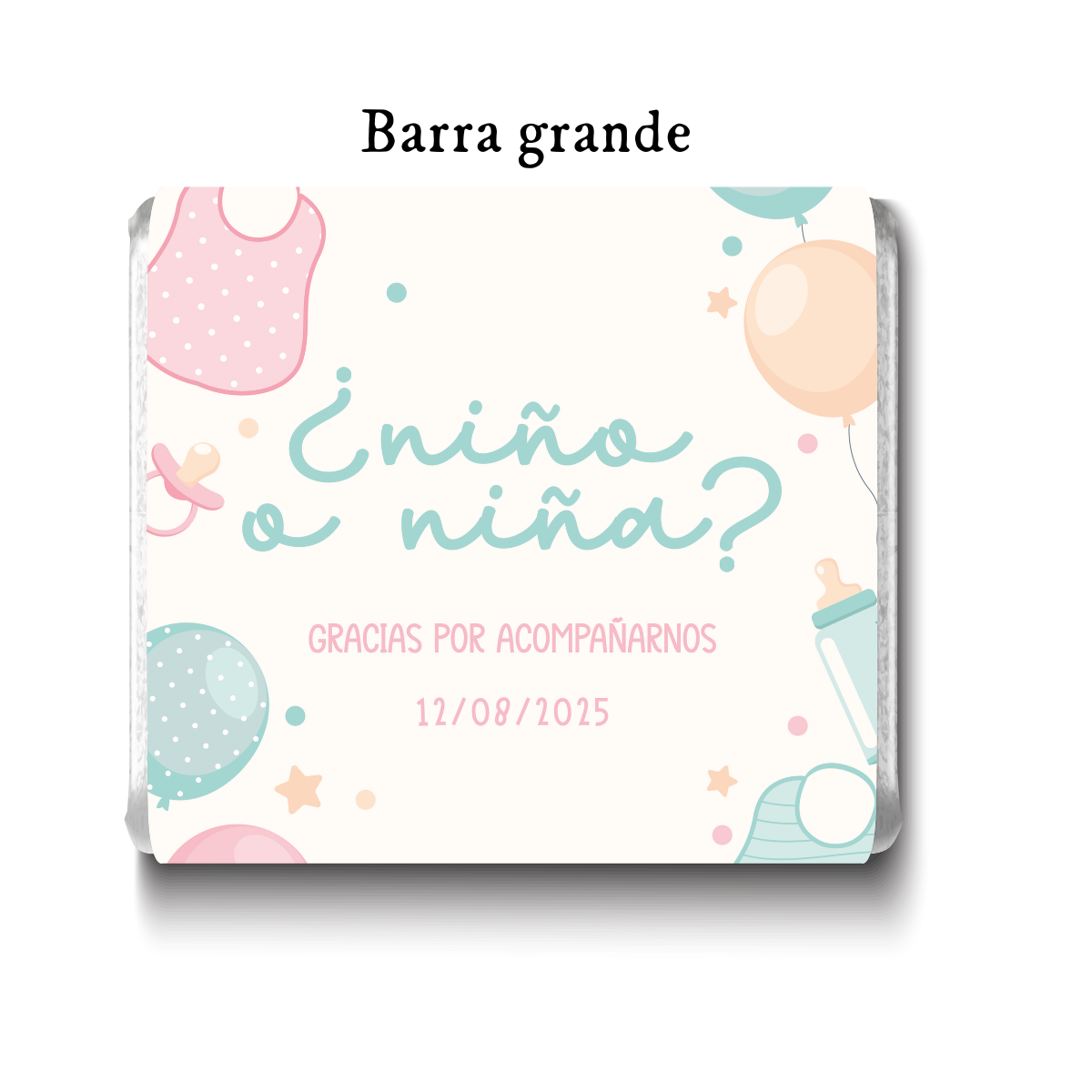 Barra de chocolates diseño personalizado para revelación de género #RG007