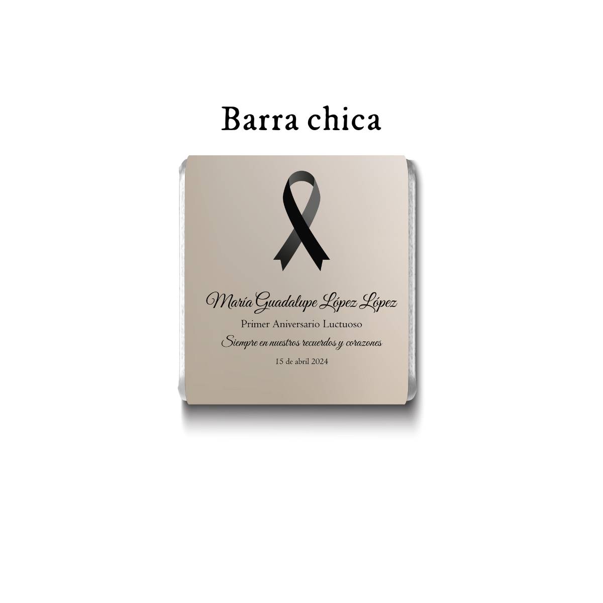 Barra de chocolate con diseño personalizado para aniversario luctuoso #AL003