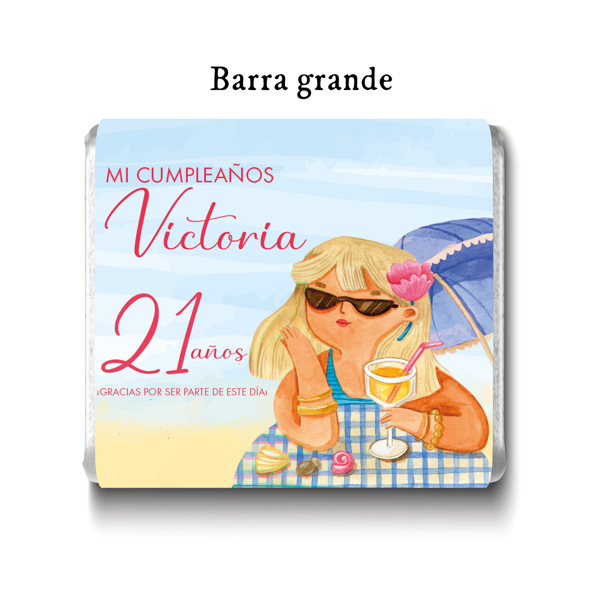 Barra de chocolates diseño personalizado para cumpleaños #CM010