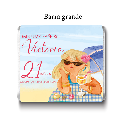 Barra de chocolates diseño personalizado para cumpleaños #CM010