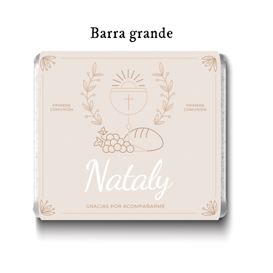 Barra de chocolate con diseño personalizado para primera comunión #PC003