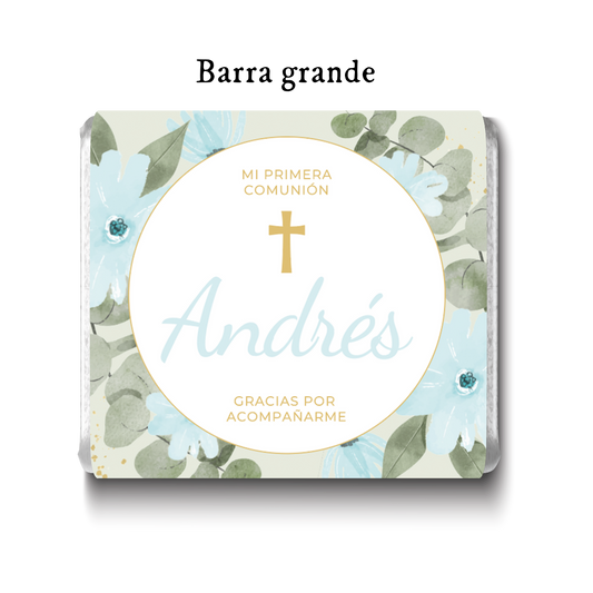 Barra de chocolate con diseño personalizado para primera comunión #PC001