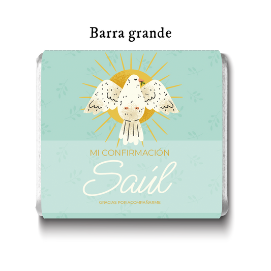 Barra de chocolate con diseño personalizado para confirmación #PC002