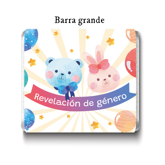 Barra de chocolates diseño personalizado para revelación de género #RG003