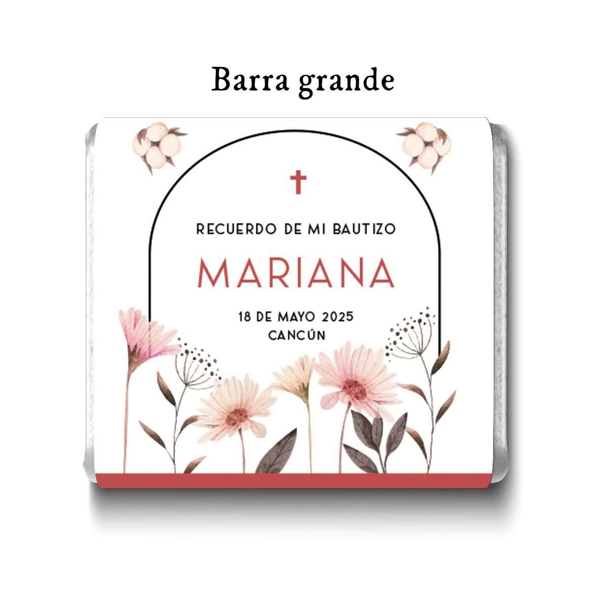 Barra de chocolates diseño personalizado para bautizo #BA007