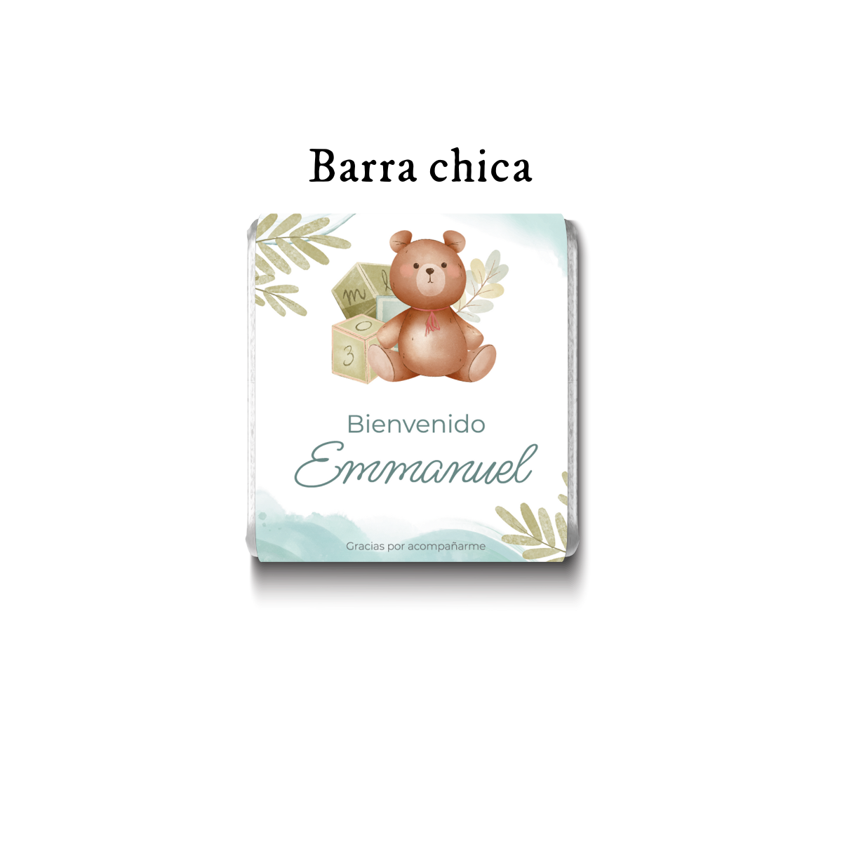 Barra de chocolates diseño personalizado para nacimiento de bebé #NB004
