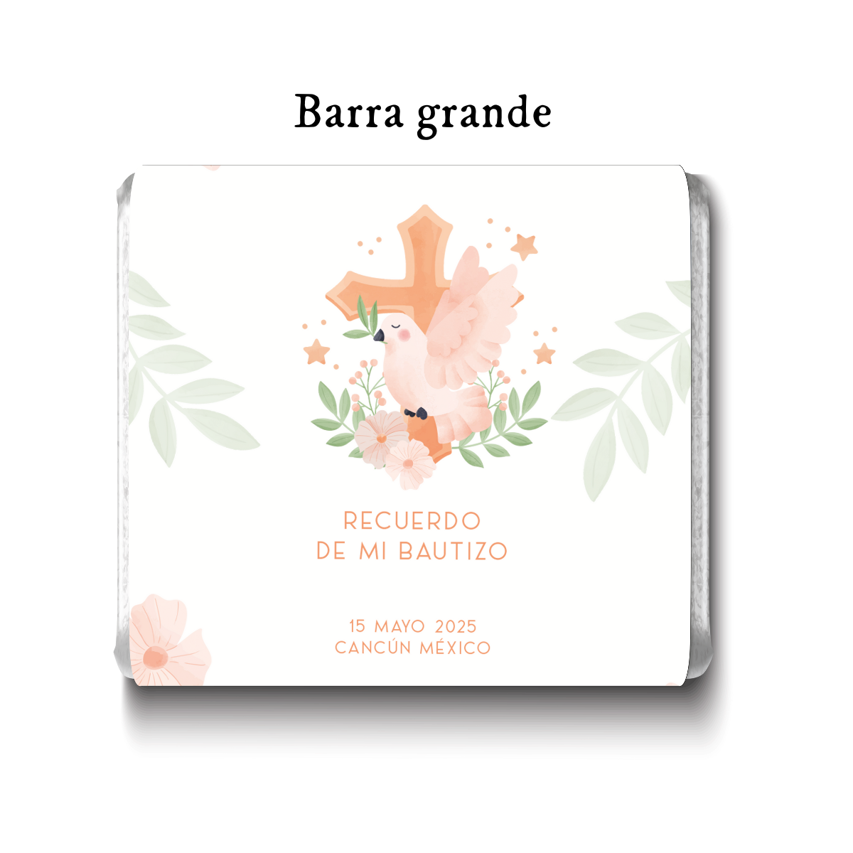 Barra de chocolates diseño personalizado para bautizo #BA004