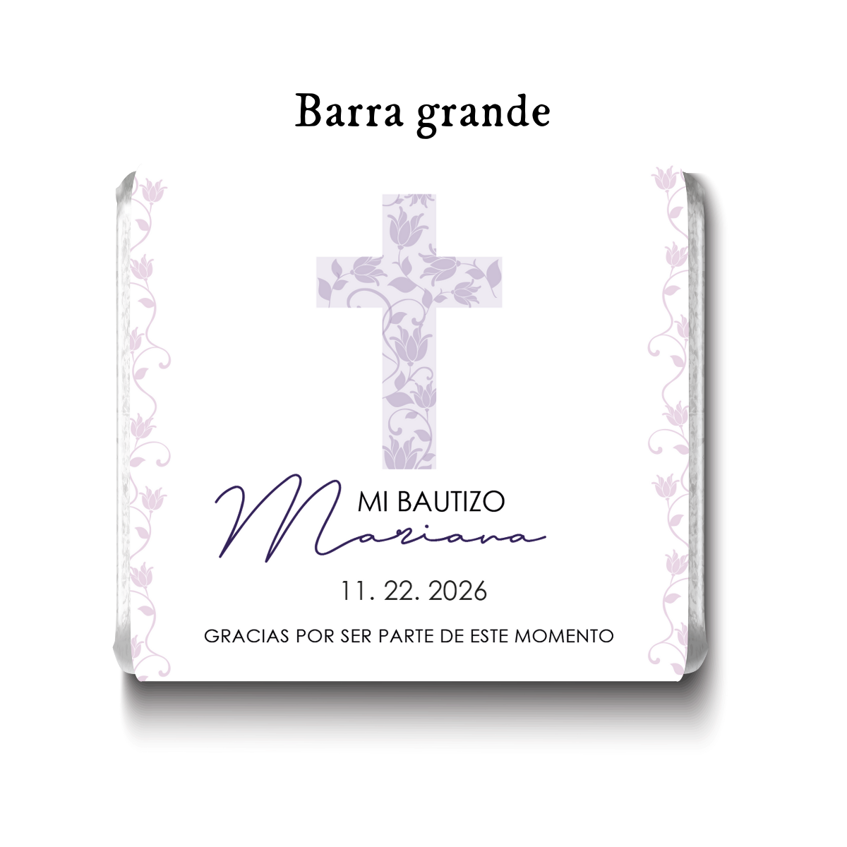 Barra de chocolates diseño personalizado para bautizo #BA001