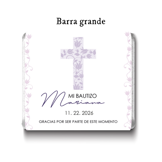 Barra de chocolates diseño personalizado para bautizo #BA001