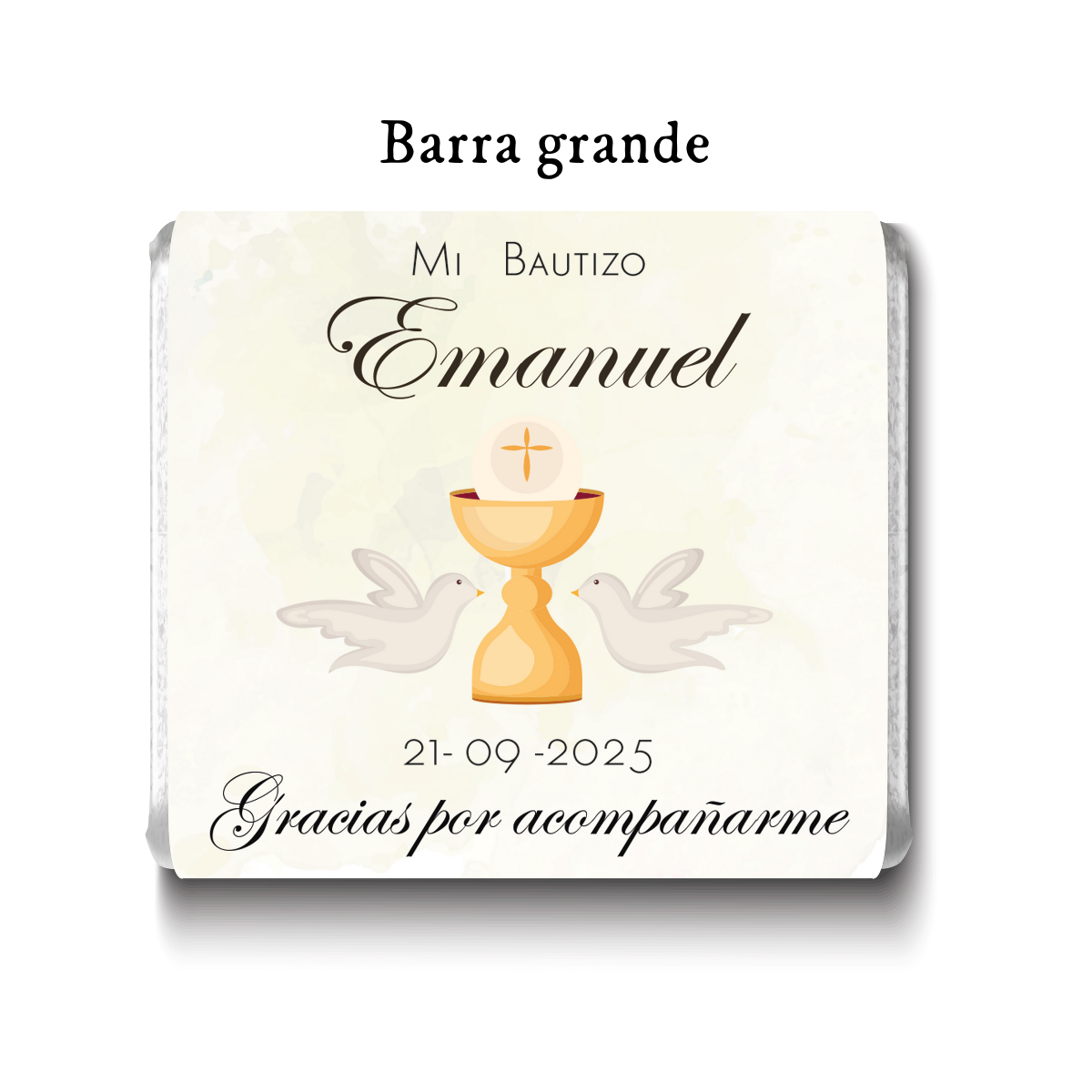 Barra de chocolates diseño personalizado para bautizo #BA002