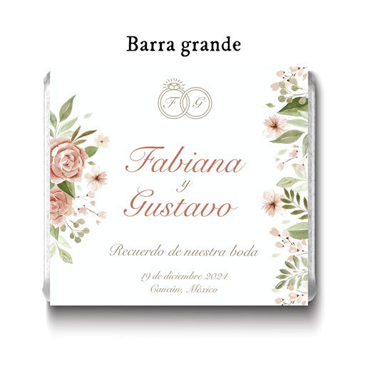 Barra de chocolates diseño personalizado para boda #BO011