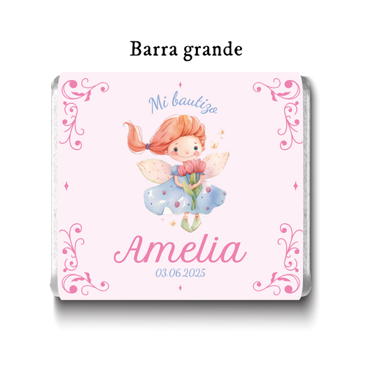 Barra de chocolates diseño personalizado para bautizo #BA003