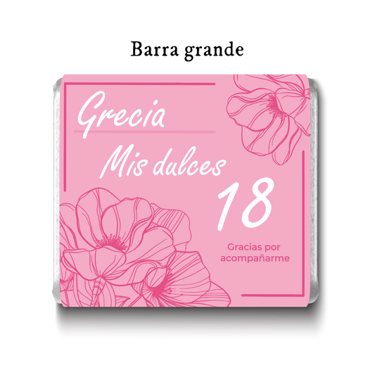 Barra de chocolates diseño personalizado para cumpleaños #CM011