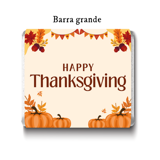 Barra de chocolate con diseño personalizado para Día de Acción de Gracias #DA002
