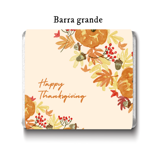 Barra de chocolate con diseño personalizado para Día de Acción de Gracias #DA003