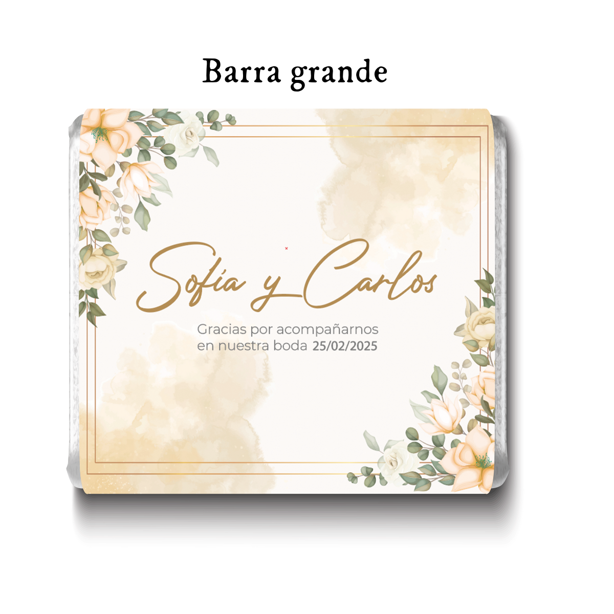 Barra de chocolates diseño personalizado para boda #BO007